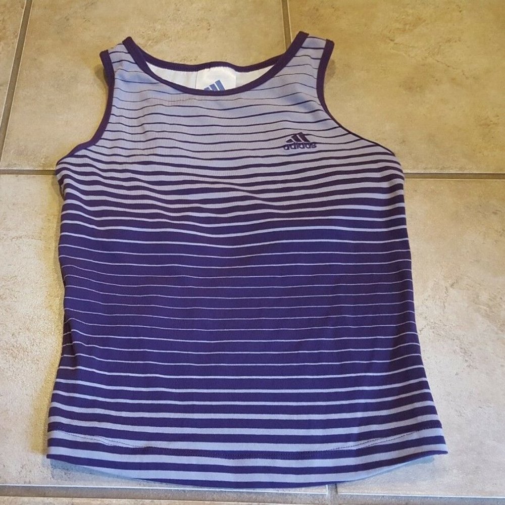 adidas purple striped bra tank top M NWOT